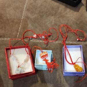 Bundle- Chinese jade pendant necklaces And Charm on red string Necklace